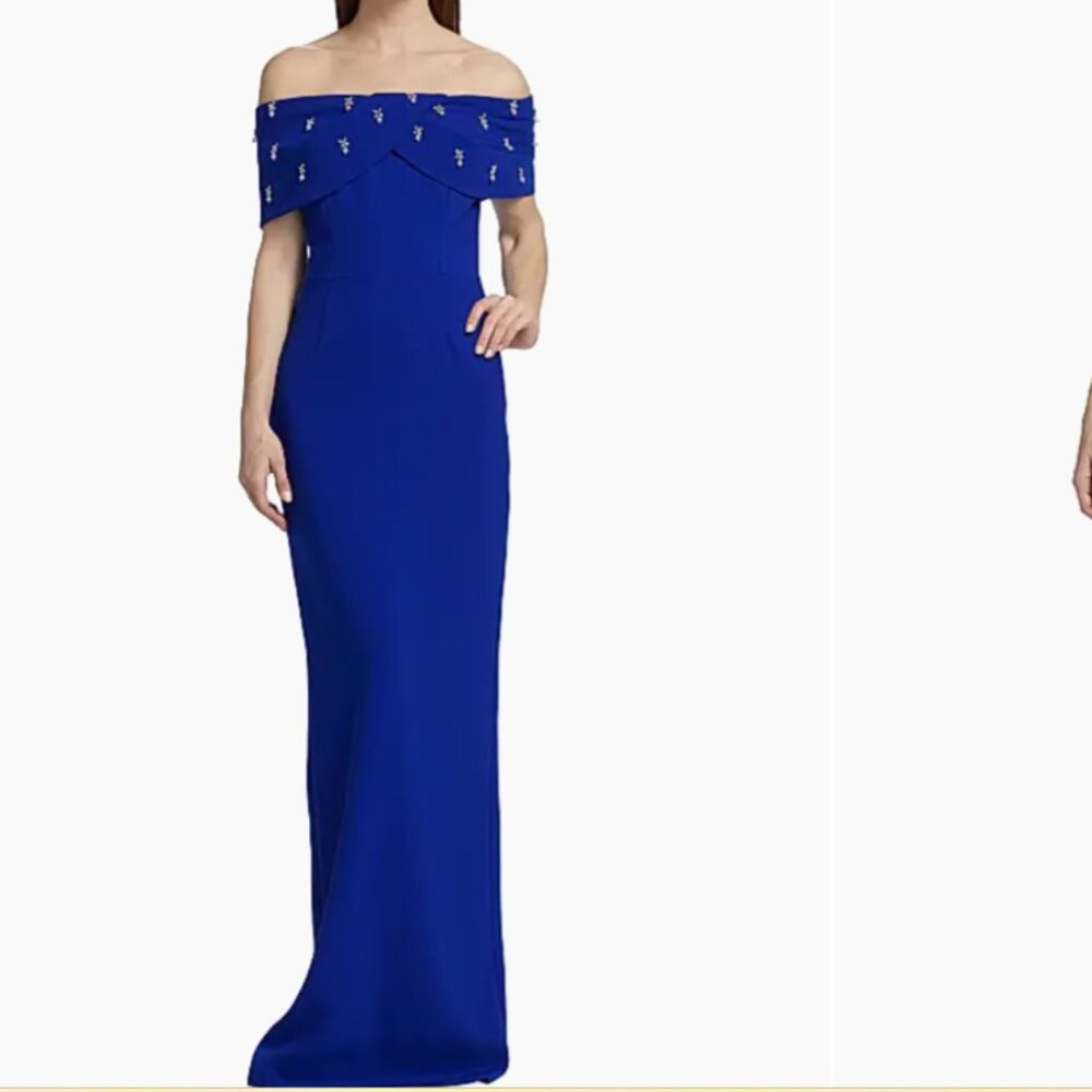 Teri Jon by Rickie Freeman  Faux Pearl-Embellished Column Gown